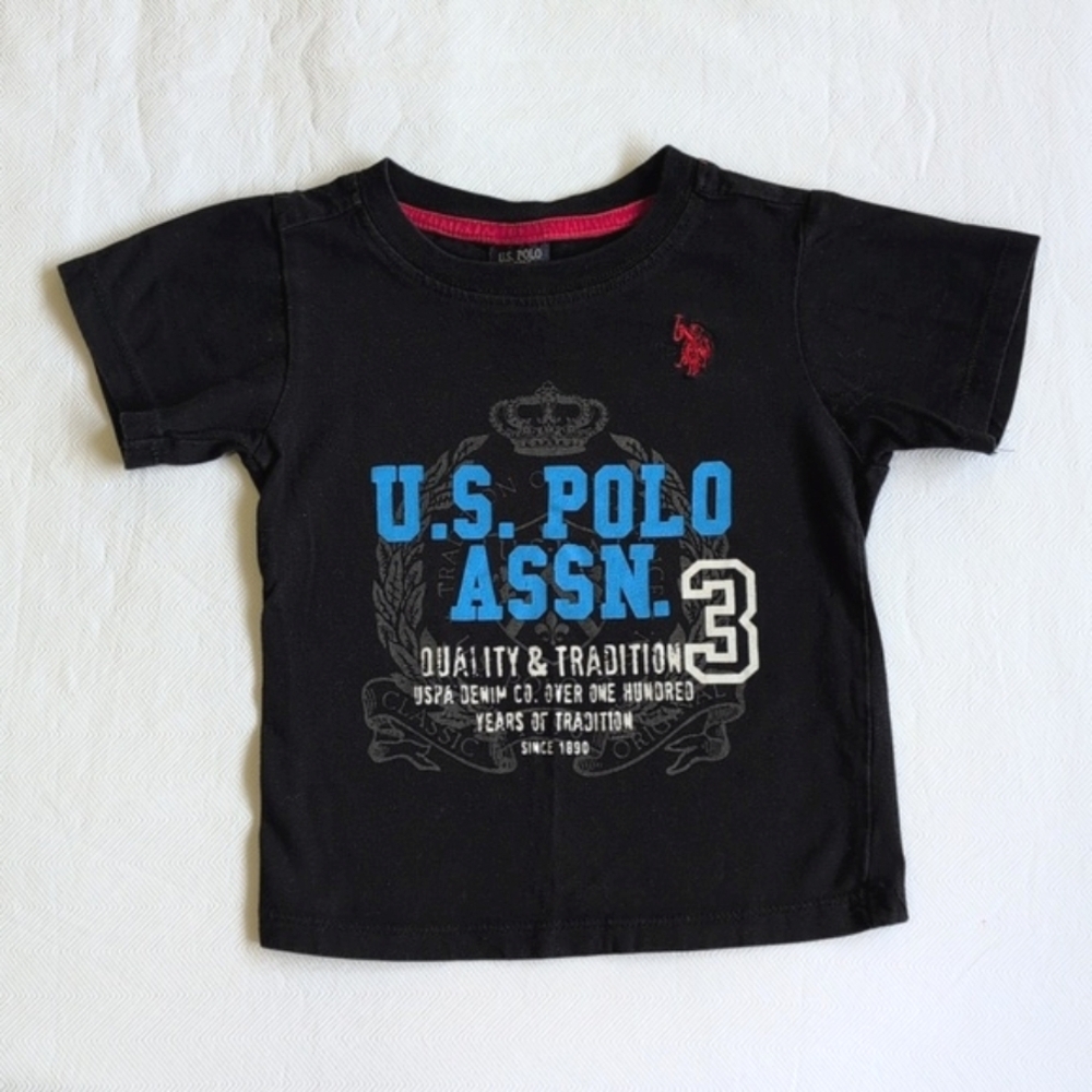 U.S. polo assn. black cotton graphic t-shirt 24 months baby boy